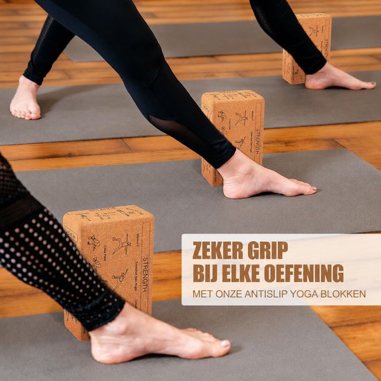 Kaiyaya - Kurk yogablok 1 stuk - Balans & stabiliteit - 100% kurk, antislip - Lichtgewicht, afgeronde hoeken - Yoga, stretching - 22.5x15x7.5cm, natuurlijk kurkbruin — afbeelding 4