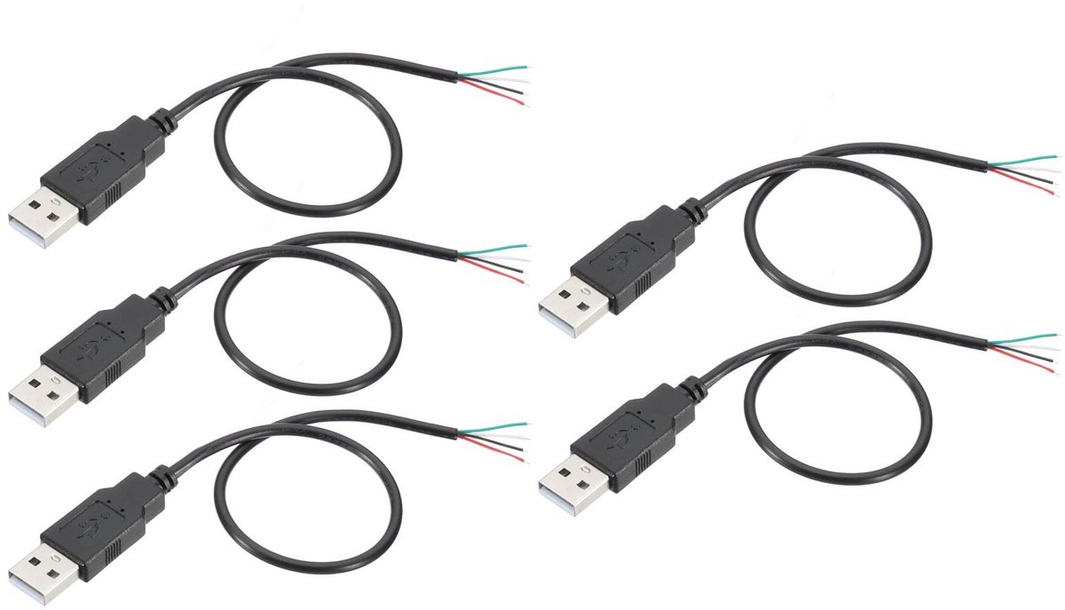 Solidchoice - USB 2.0 Pigtail Kabel met 4 Pin - 5 Stuks 28AWG Data en Oplaad Adapter