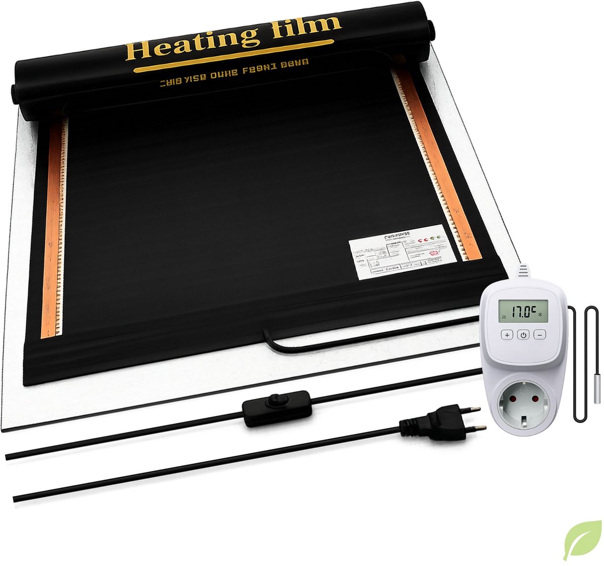 Durensa® karpetverwarming - Plug in thermostaat - met isolatie -130*230 cm - 658 Watt