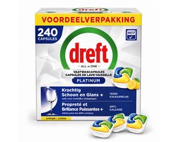 Dreft Platinum P Vaatwascapsules Citroen - 240 stuks - All-in-One Voordeelverpakking