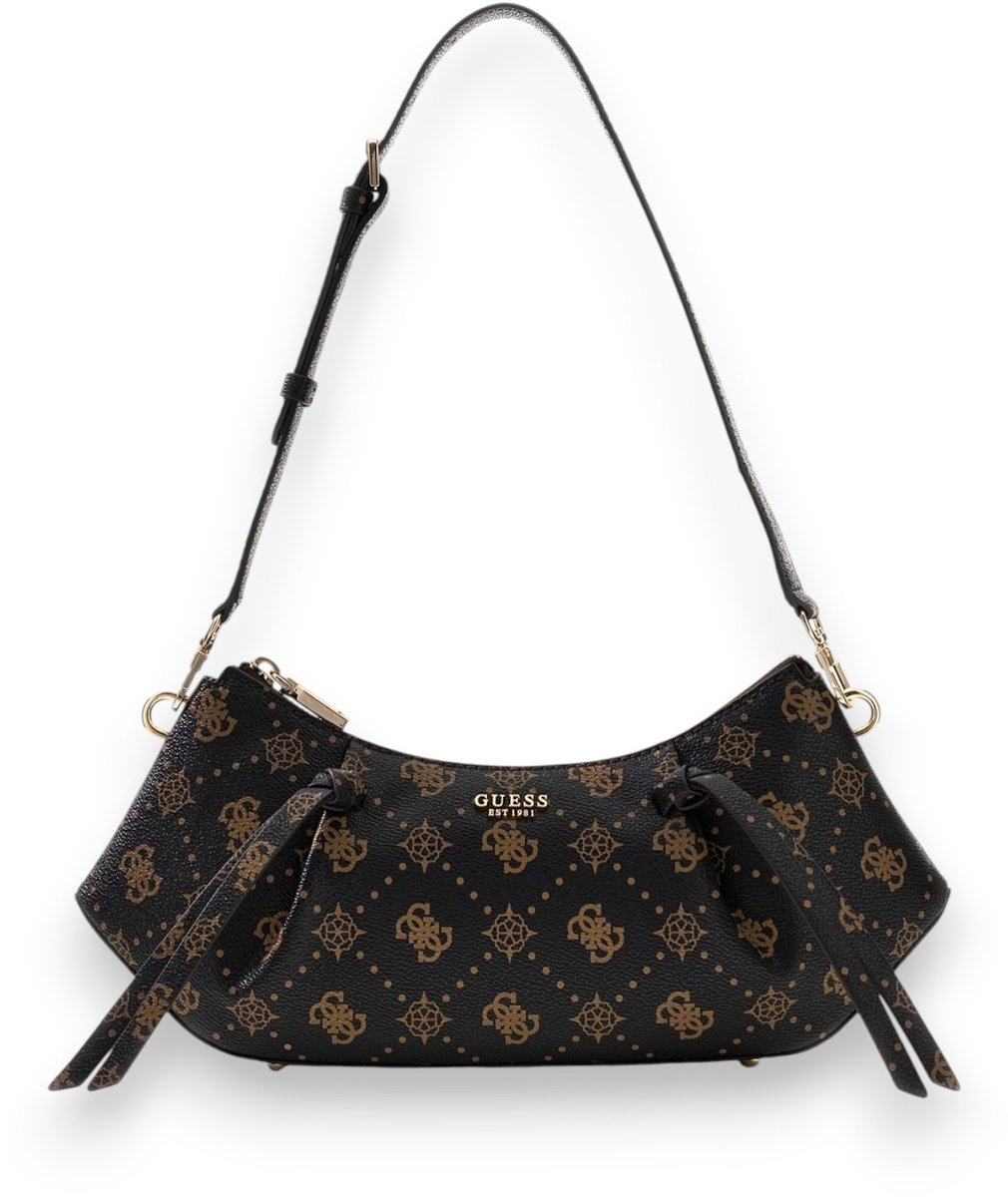 GUESS schoudertas Allegra Shoulder Bag Espresso Logo donkerbruin
