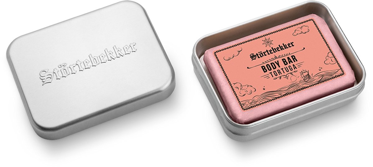 Störtebekker® Body Bar & Zeepdoos XL Set Tortuga - Douche Set Heren met Exotisch-Kruidige Houtgeur - Vaste Douchezeep in Aluminium Zeepdoos - Vegan & Zonder Microplastics - Handgemaakt in Nederland