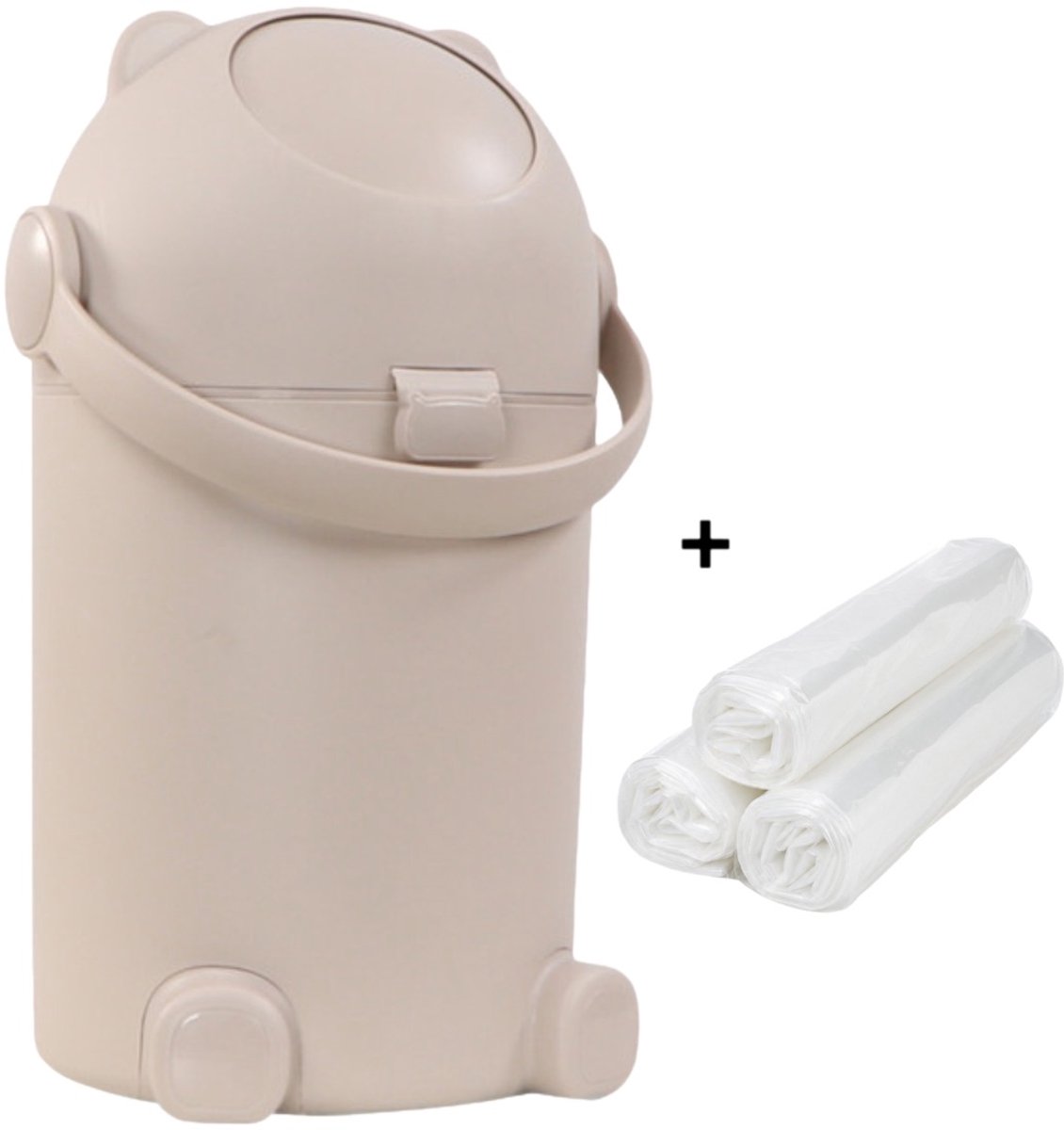 MamaLoes Zand Beige Beer Luieremmer + 3 x 30 Zak voor Luieremmer