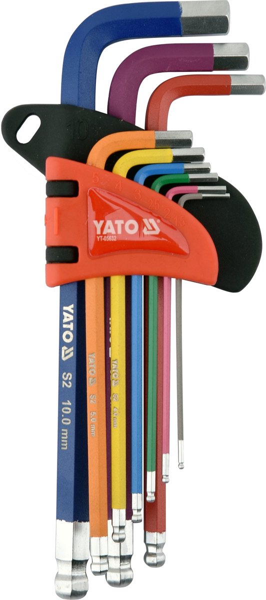 Yato YT-05632 Serie - Inbussleutelset - Ball End - 9-delig - Kleurcodering