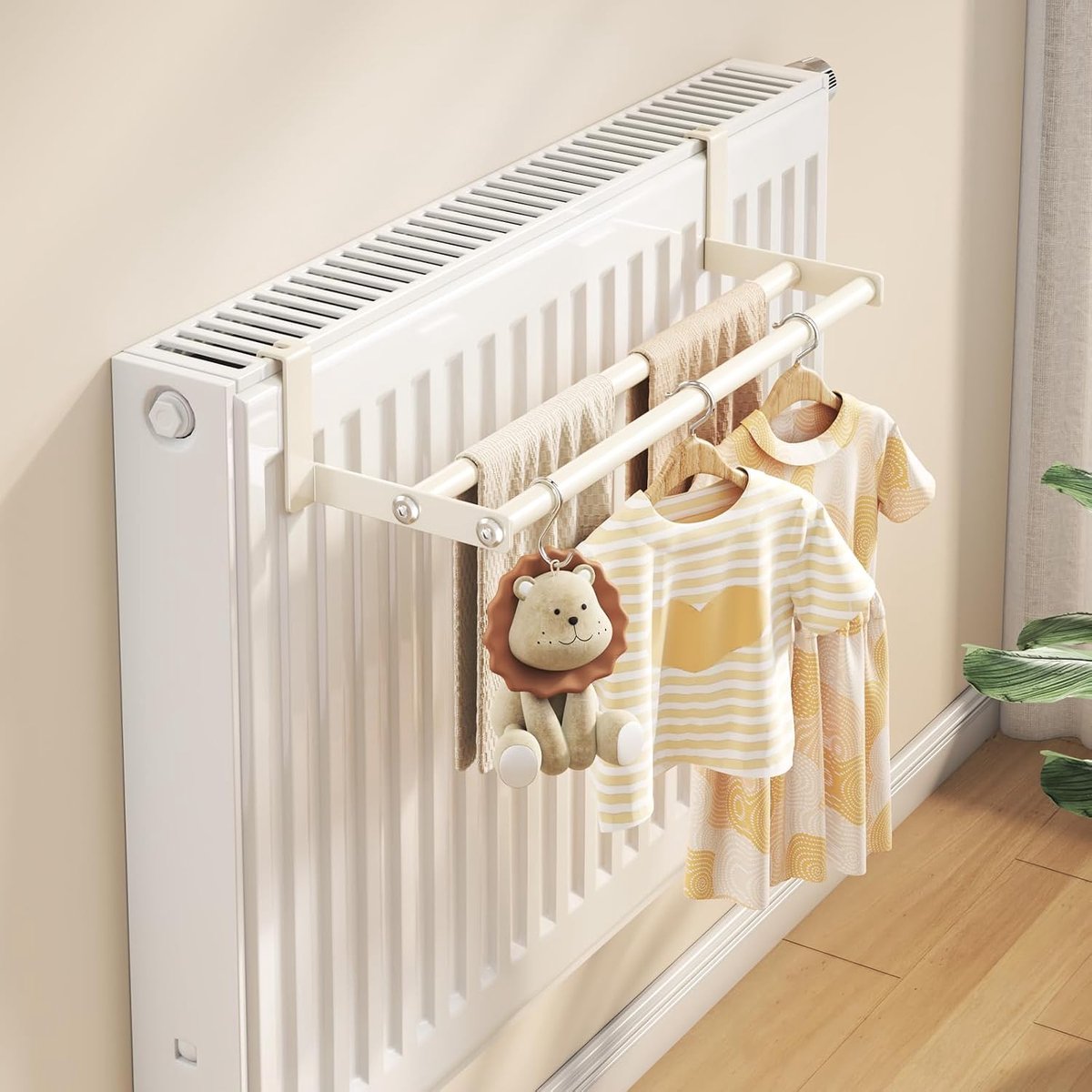 Handdoekhouder, radiator, zonder boren, handdoekhouder, roestvrij staal, radiator, handdoekhouder, badkamer, wit (48 - ShopVlot