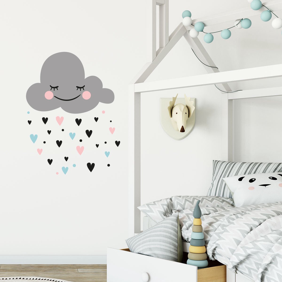 Ambiance Sticker Muurstickers - Scandinavische liefdeswolk - Transparante achtergrond - 120x90cm Multi color