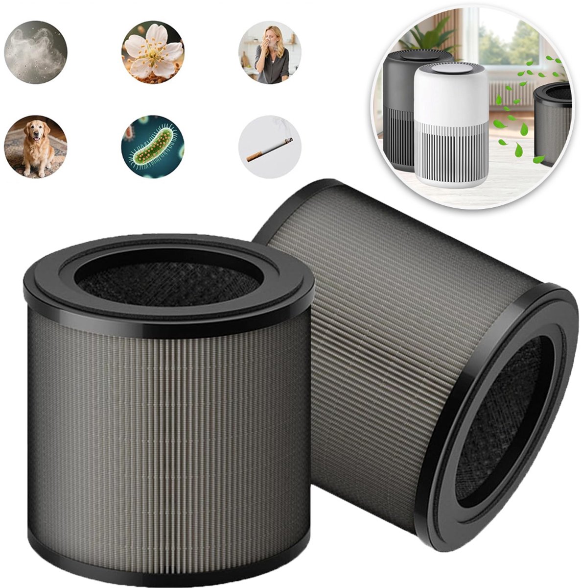 2-Pack FY0910 Luchtfilters Voor Luchtreiniger - Meerlaags 99% Deeltjesverwijdering - Geschikt Voor Philips 900-Serie AC0950/10 & AC0951/13 - Levensduur Van 6-8 Maanden