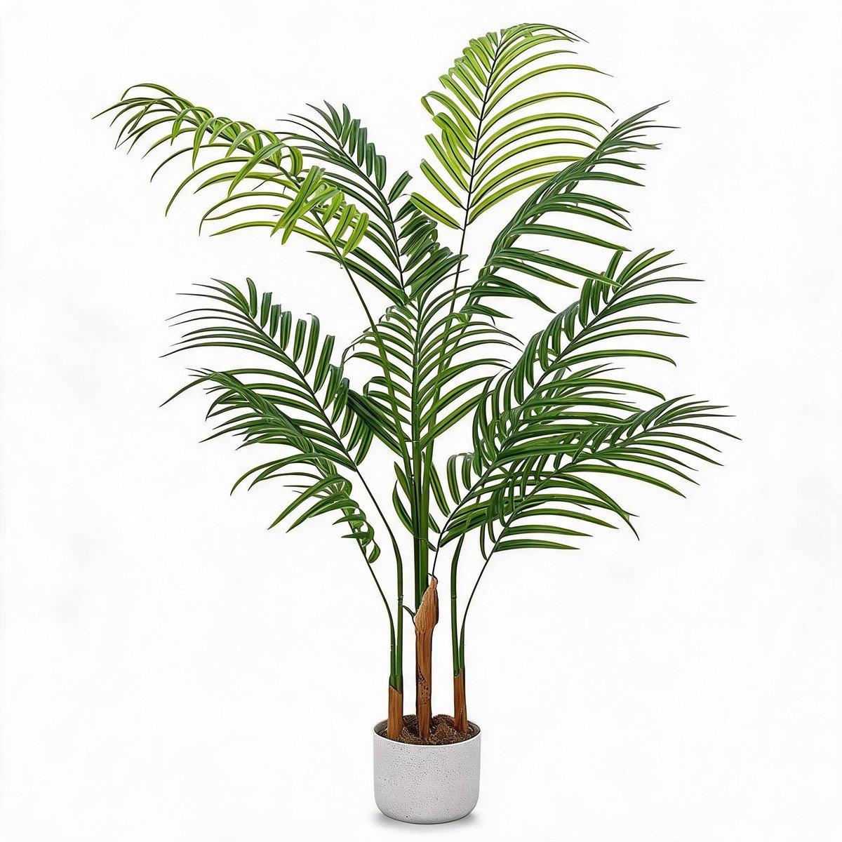 Triumpunpre - Kunst Areca Palm - 120cm, duurzaam PEVA, vormbare bladeren met witte pot voor zakelijk gebruik
