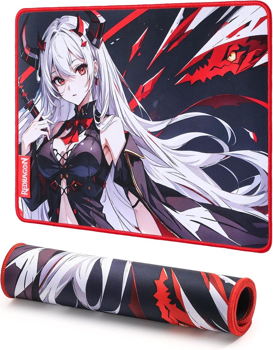P047-S Anime Gaming muismat 33 x 25 cm 3 mm klein - glad spandex oppervlak antislip rubberen basis waterafstotend duurzaam zwart