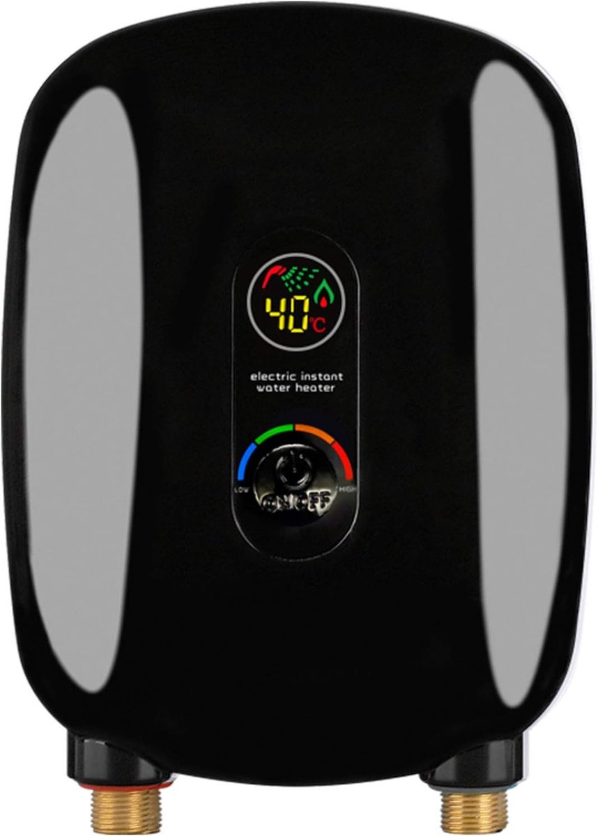 Electric Water Heater, 6.5 KW, for Kitchen, Bathroom, Fast Hot Water Treasure, Black Rotary Knob, Black - ShopVlot