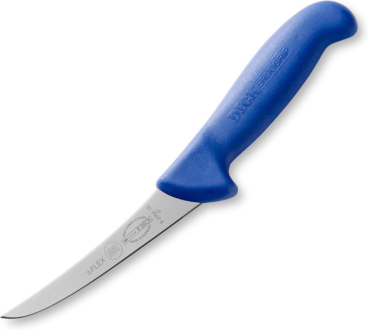F. DICK Boning Knife, ErgoGrip, Half-Flex (Knife with Blade 13 cm, X55CrMo14 Steel, Stainless, 56° HRC) 82982131, Blue - ShopVlot