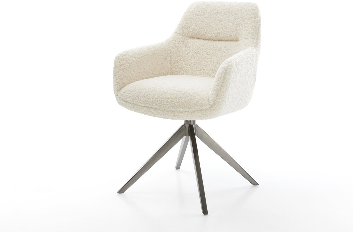 Eetkamerstoel Pejo-Flex kruisframe breed grafiet teddy beige 360° draaibaar rocker-functie pocketveer kern