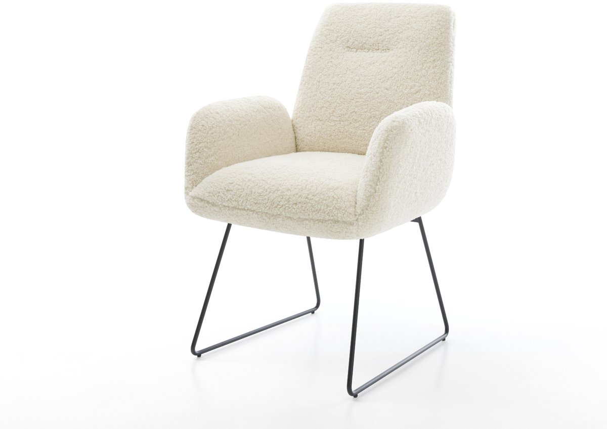Gestoffeerde-stoel Zoa-Flex slipframe zwart teddy beige pocketveer kern