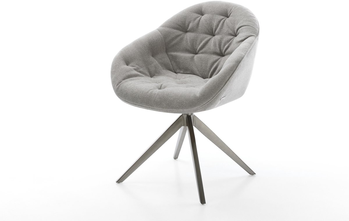 Eetkamerstoel Gaio-Flex kruisframe breed grafiet zachte stof met structuur grijs 360° draaibaar rocker-functie