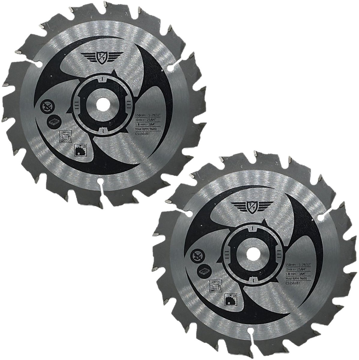 2 x TopsTools CS15018T_2 150mm 18T 10mm Bore TCT CSB150A1 Saw Blades Compatible With Ryobi ONE Plus RWSL1801 18V - ShopVlot