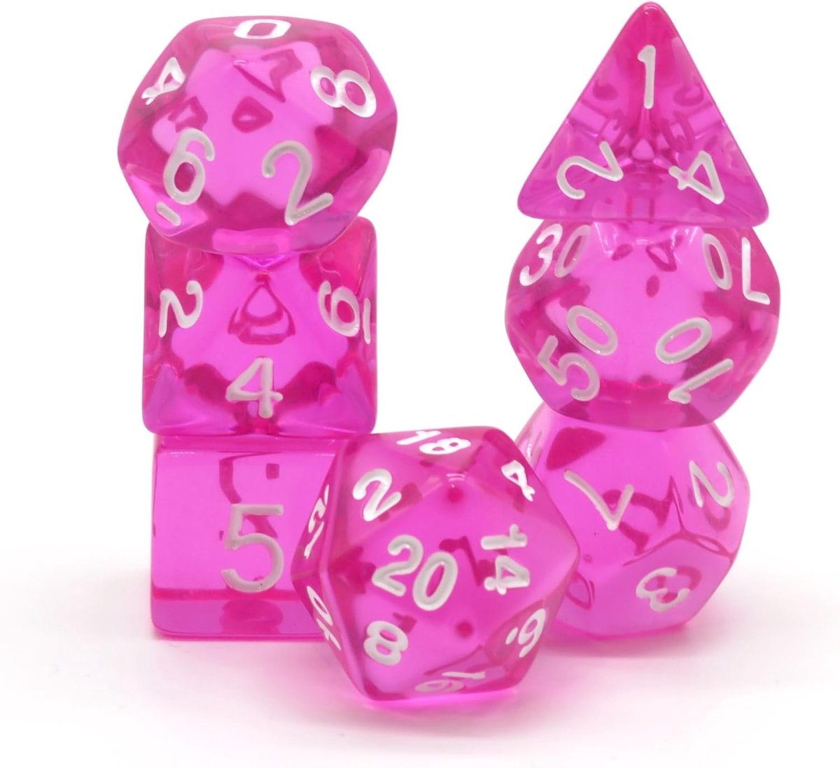 Hot Pink Polyset Dice - Dungeons and Dragons - Polyhedral & RPG Dice - D&D Dice - ShopVlot