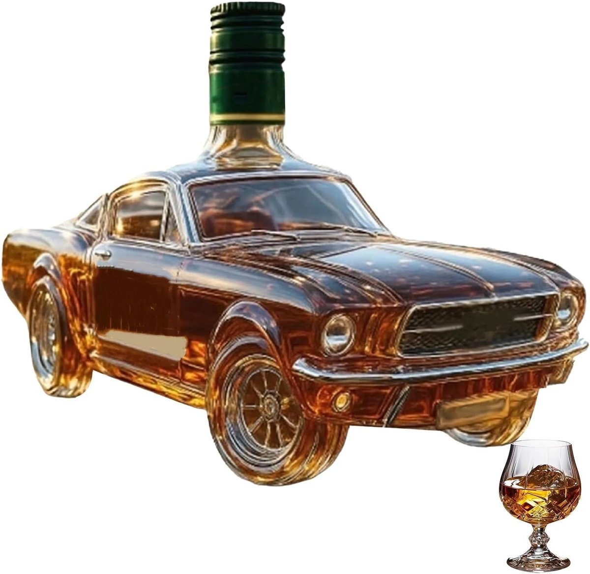 Auto Whisky Karaf 300ml – Glazen Whiskeyfles in Auto Vorm – Luxe Decanter voor Whisky, Bourbon en Likeur – Origineel Cadeau voor Mannen en Autoliefhebbers – Groen