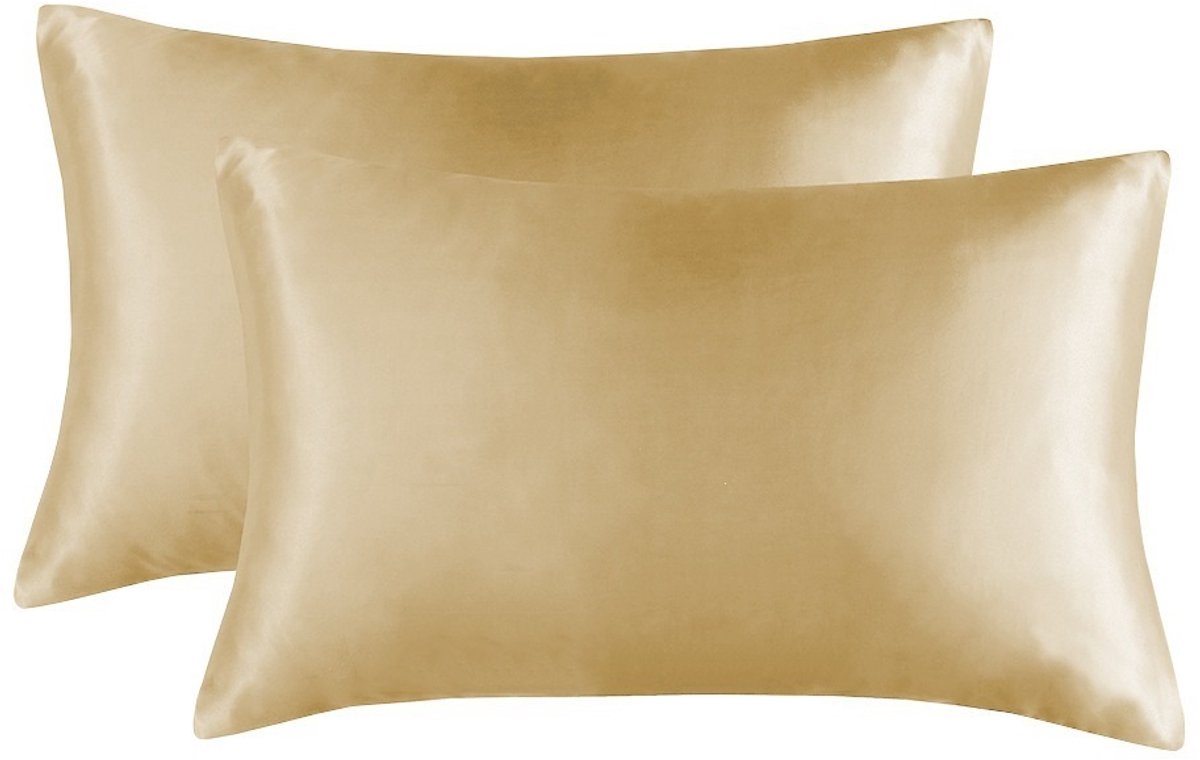 Simulatie zijde kussenslopen set van 2 stuks - 30x45cm - duurzaam - comfortabel-Camel