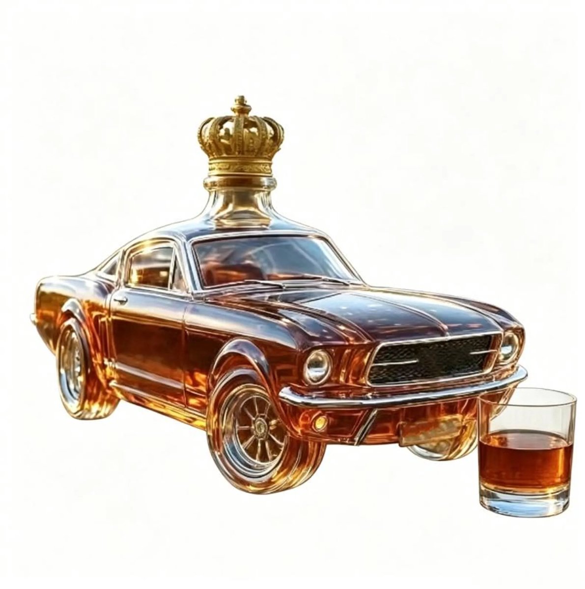 Auto Whisky Karaf 300ml – Glazen Whiskeyfles in Auto Vorm – Luxe Decanter voor Whisky, Bourbon en Likeur – Origineel Cadeau voor Mannen en Autoliefhebbers – Kroon