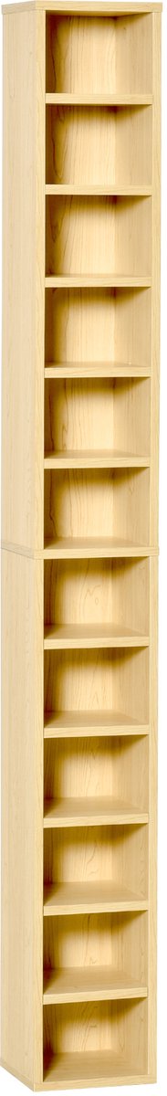 Houten CD-DVD opbergkast - 21x20x175 cm - 12 vakken - 204 cd's