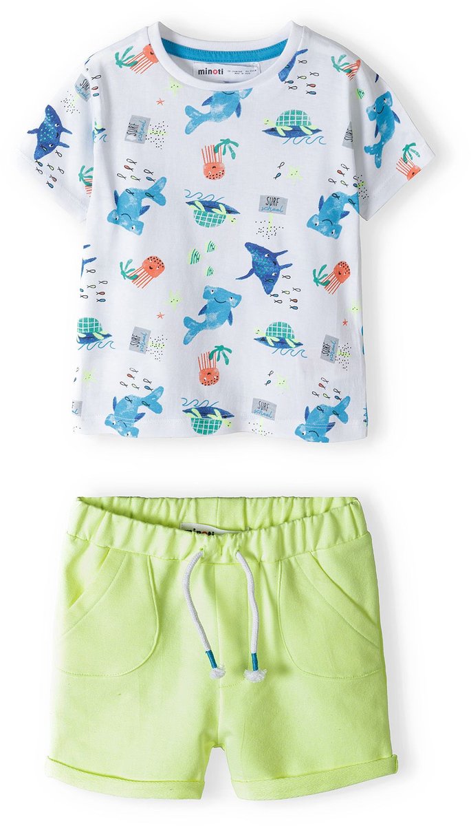 Minoti kleding set jongens baby - t-shirt en short met haaiprint