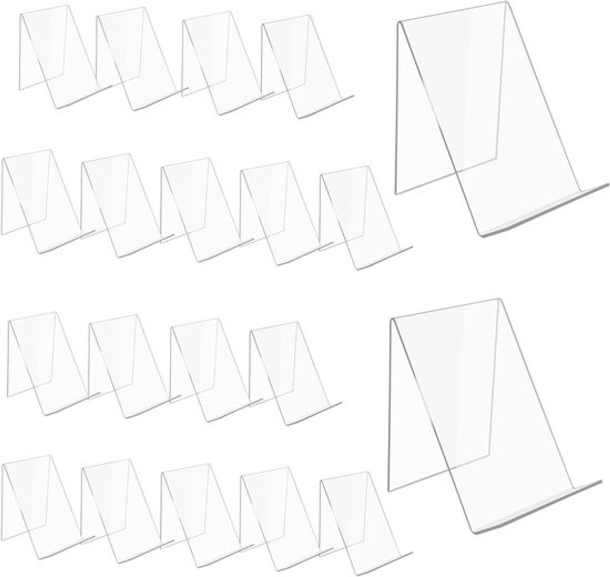 Acryl Boekstandaard, 20 Stuks, Organizer voor Boeken en Notebooks, 13 x 11,5 x 10 cm, Transparant, Ideaal voor Posters en Geïllustreerde Boeken