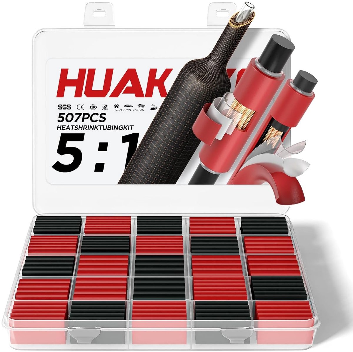 Krimpkous Kit - Rood - 500 Stuks - Voor Elektronische Verbindingen en Bescherming