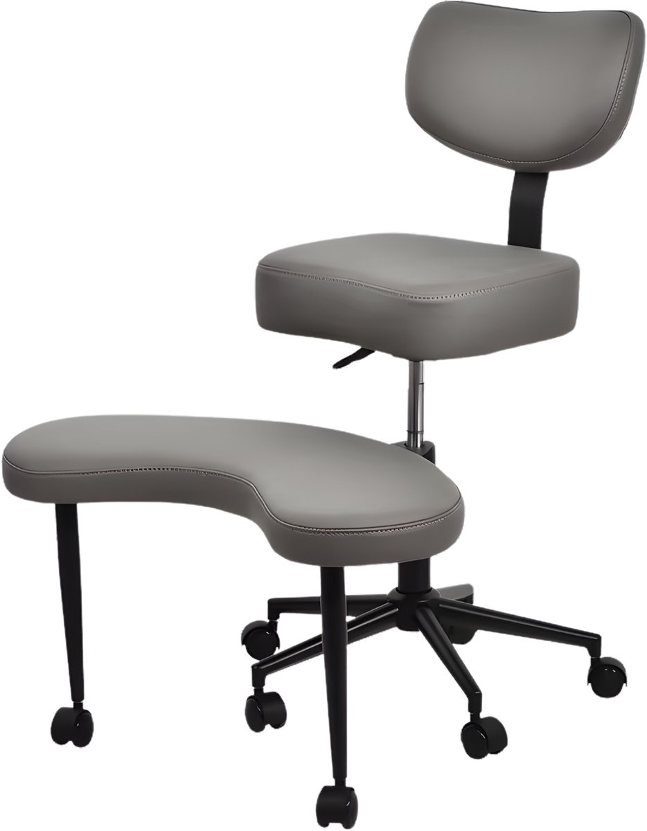 Meditatiestoel Ergonomisch - Yoga stoel - Grijs - Voor Ontspanning & Relax - Met Gekruiste Benen en Verstelbare Beensteun - Comfortabele Zitervaring