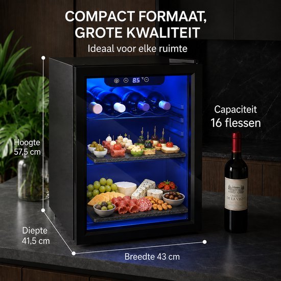 Sello mini koelkast - wijnkoelkast - frigo - temperatuur 4° tot 16°C - omkeerbare deur - L43 × B41,5 × H57,5 cm - 48 liter van Sello! — afbeelding 2