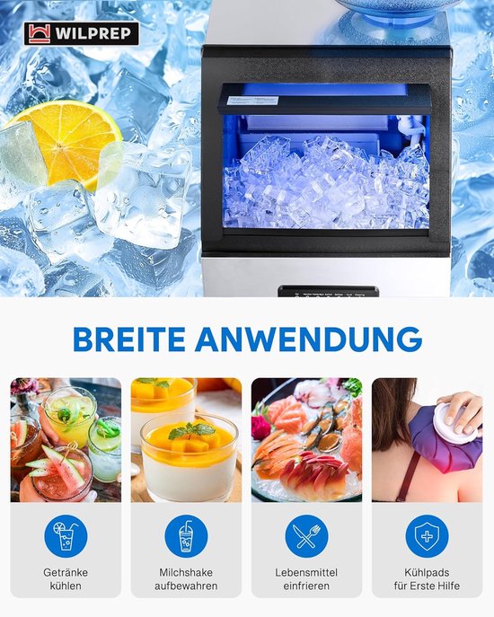 IJsblokjesmachine - Ijsmaker - Professioneel Gebruik - Snelle Productie - 59 kg per dag - Zilver — afbeelding 2