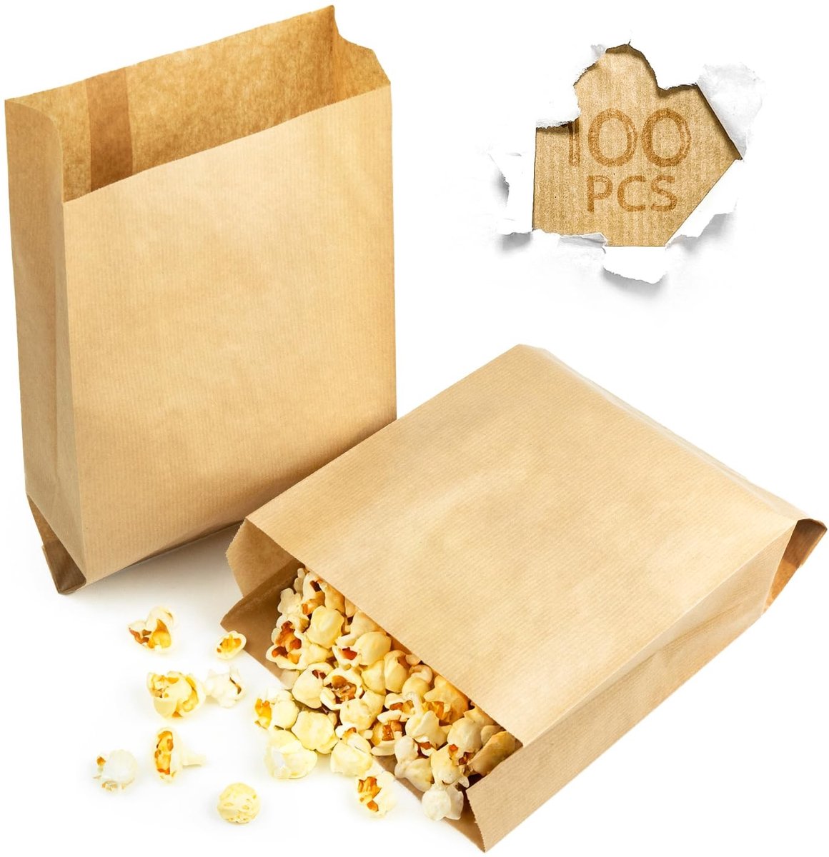 Solidchoice - 100 Bruine Kraft Papieren Zakjes voor Cadeaus