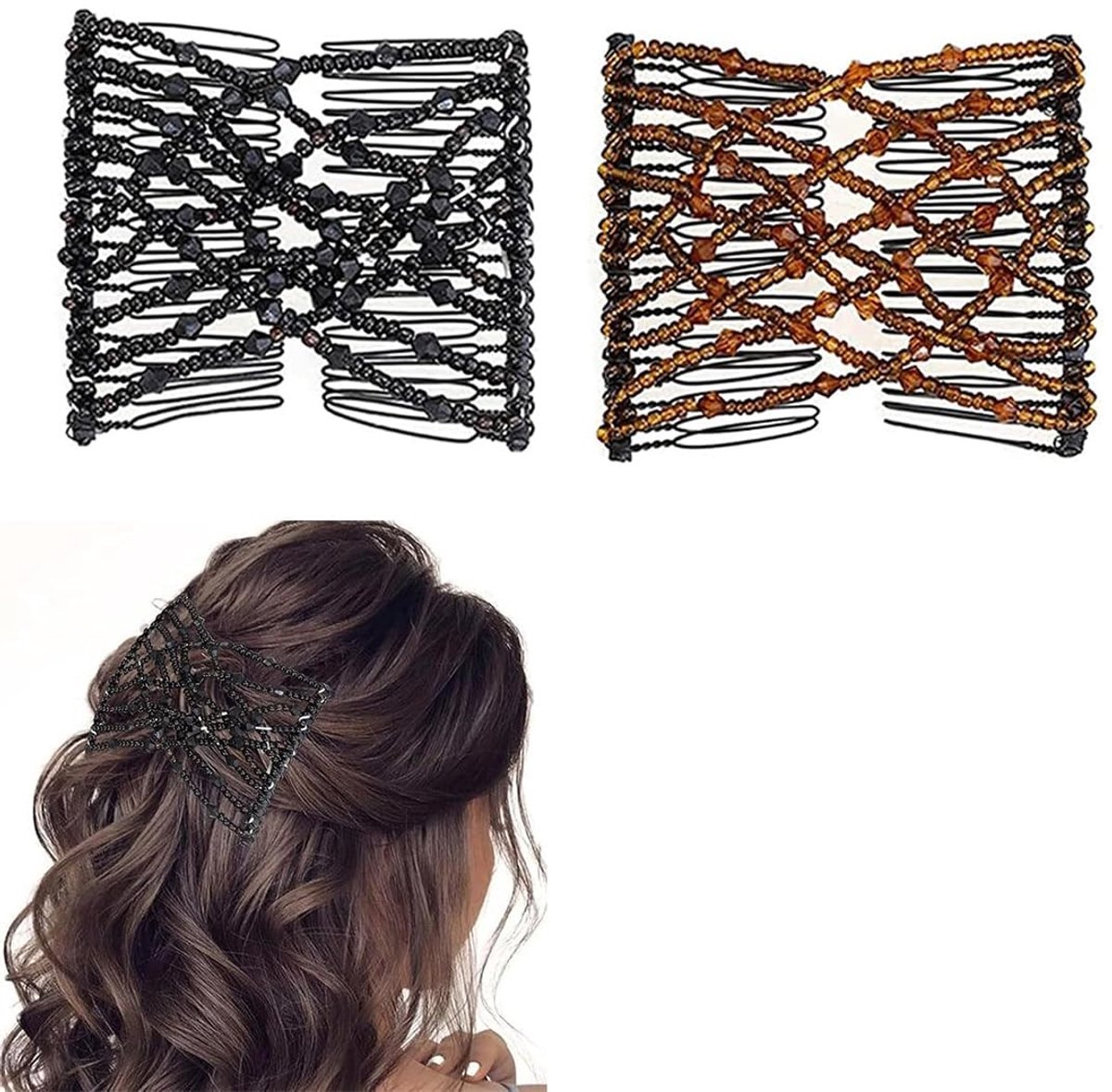 Solidchoice - 2-delige Set Haarkammen met Parels voor Elegante Hairstyling