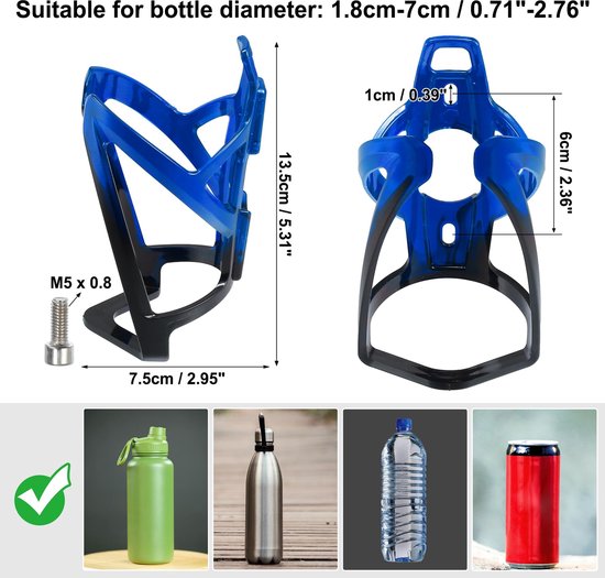 Solidchoice - Fietsflessenhouder met Schroeven en Sleutel, Zwart en Blauw — afbeelding 3