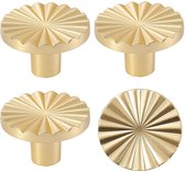 SYZOW 4 stuks messing deurknoppen, ronde kastknoppen, kastdeurgrepen met één gat, gouden meubelknoppen, messing - ShopVlot