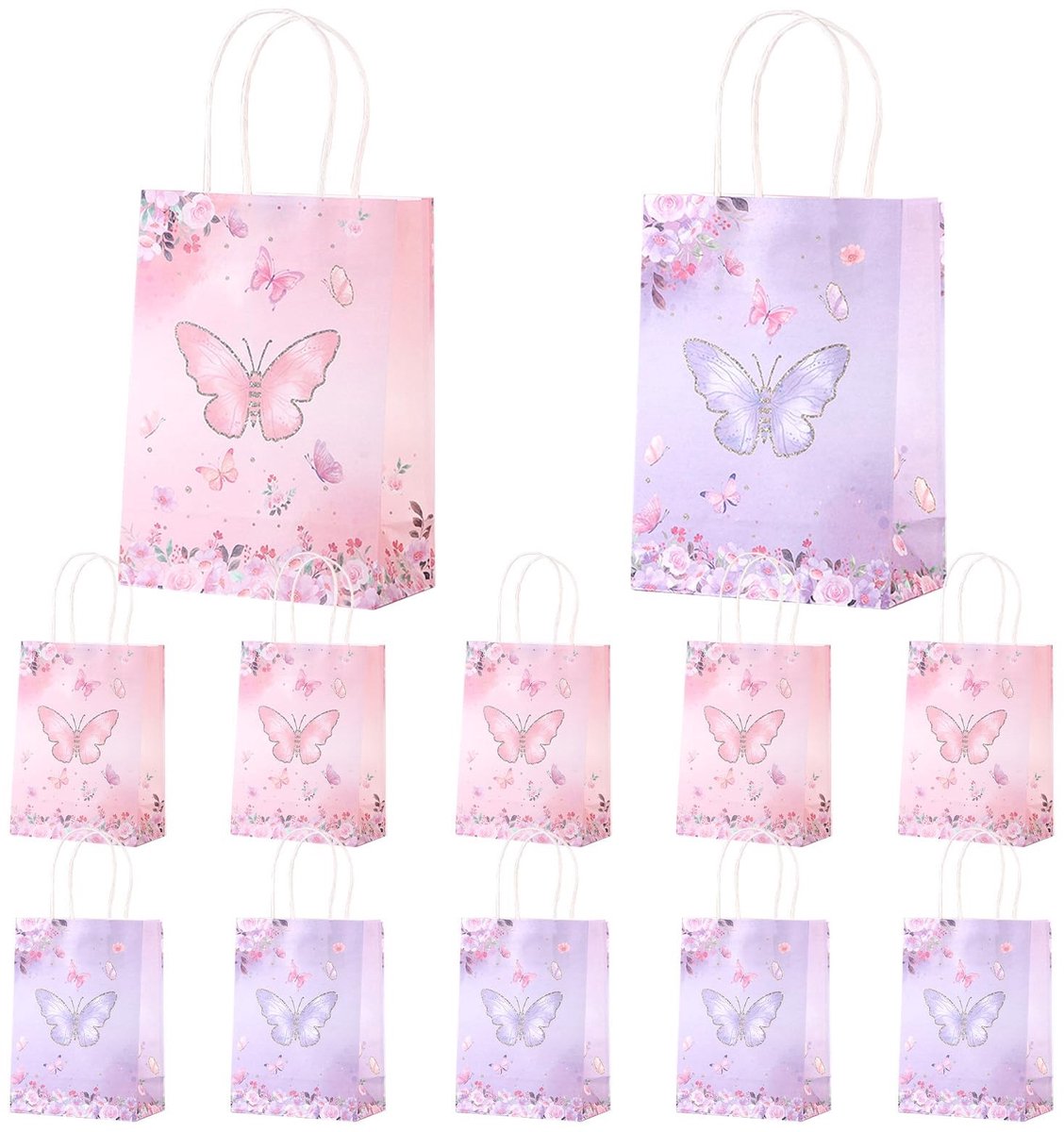 Solidchoice - Set van 12 Vlinder Cadeautassen voor Kinderen
