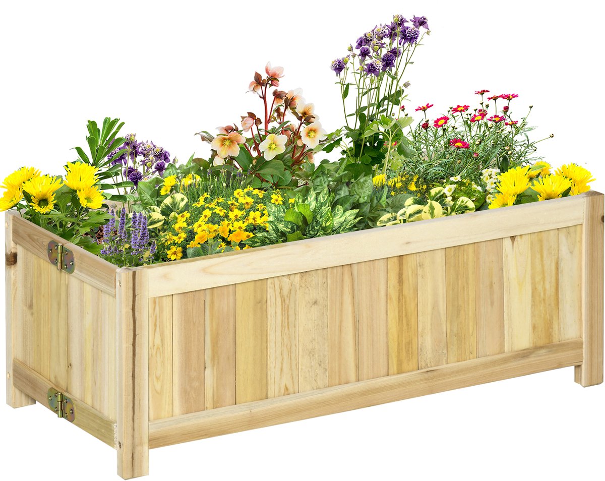 Houten verhoogde plantenbak - 70x30x25 cm - Moestuinbak voor buiten - Inklapbaar