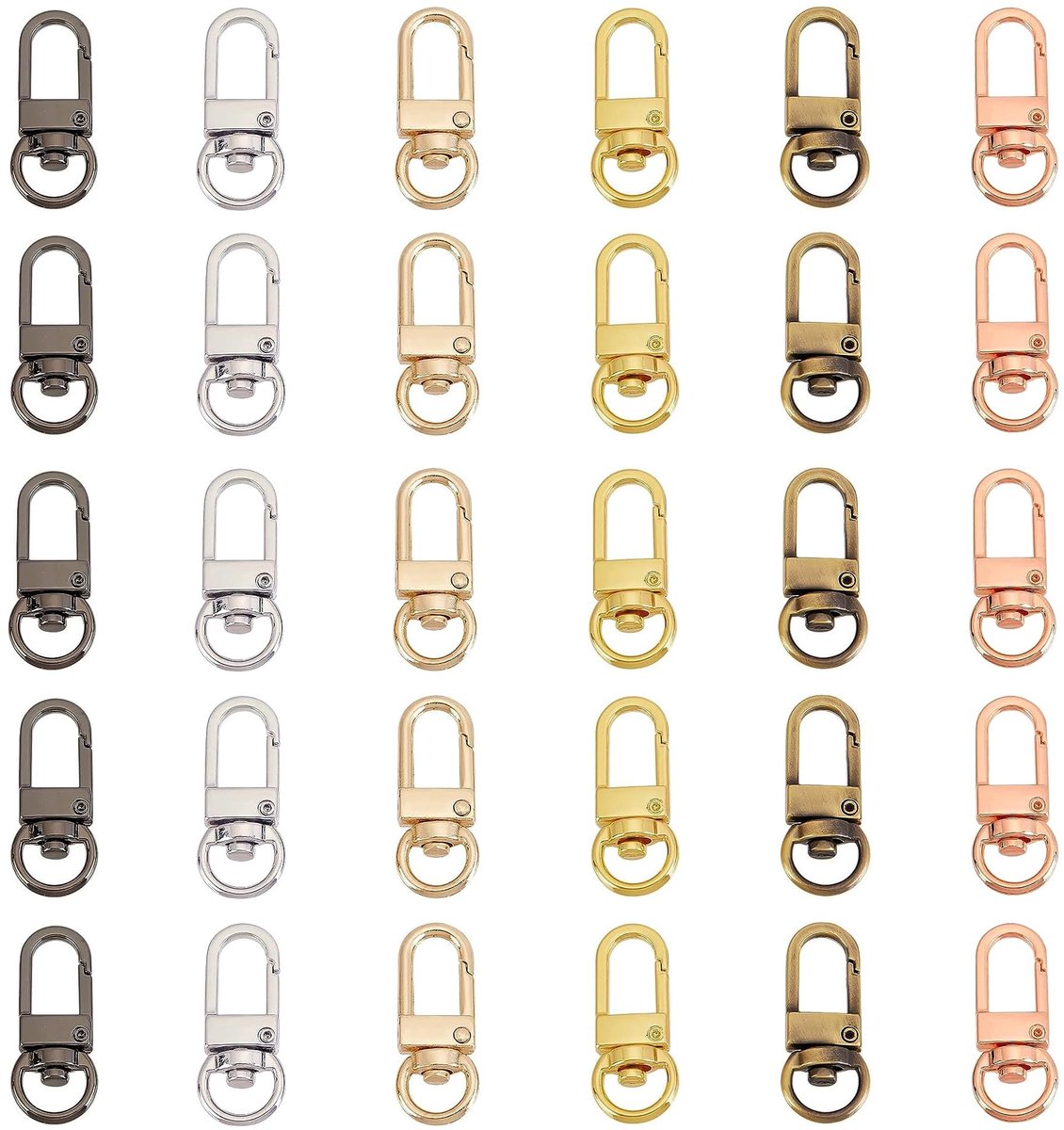 Solidchoice - Set van 30 Draaibare Karabijnhaken in 6 Kleuren