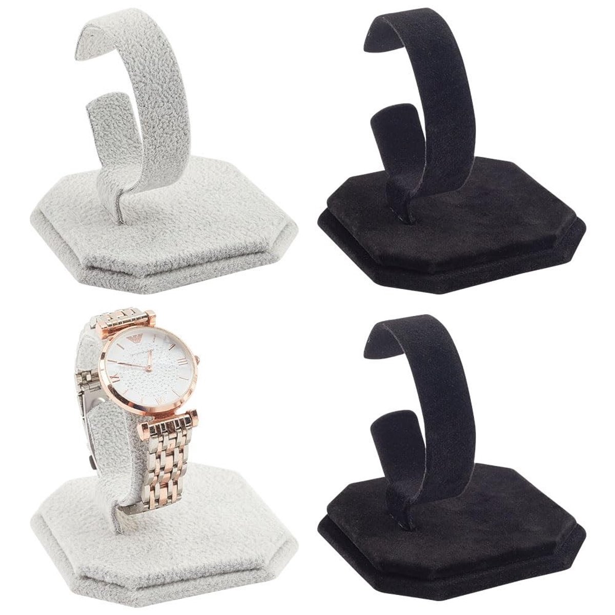 Solidchoice - Set van 4 Verstelbare Velvet Horlogehouders