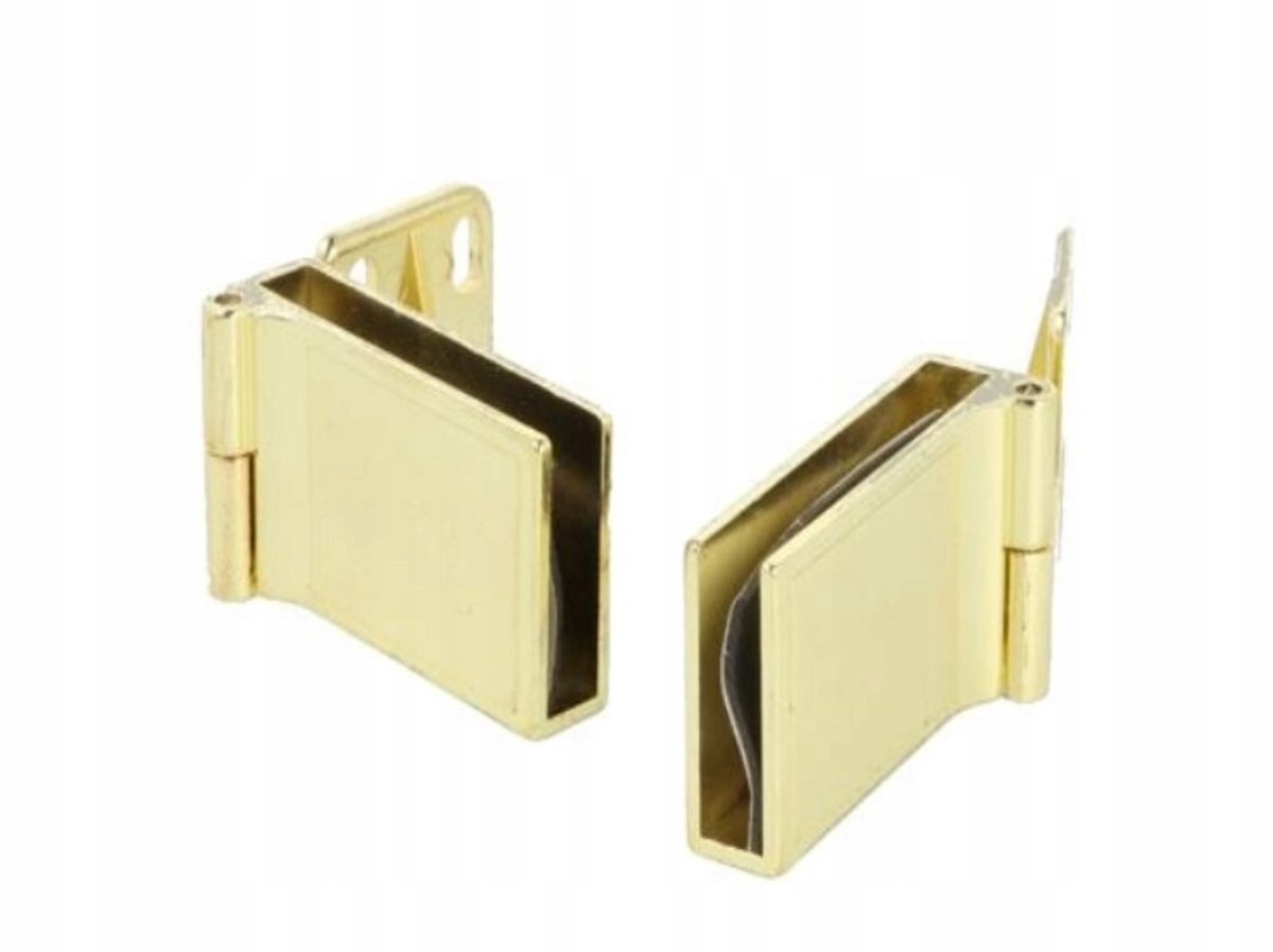 Gouden glazen vitrine scharnieren voor 4-6mm glas (paar)