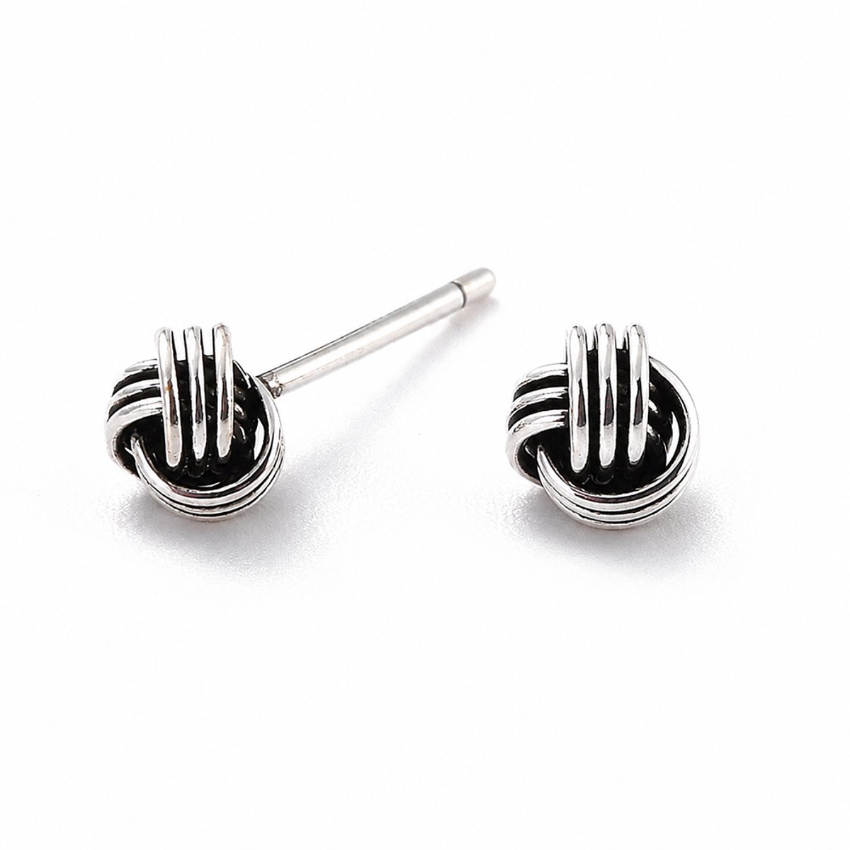 Zilveren dames oorknopjes keltische knoop 5 mm - 925 zilver - antiek zilverkleurig