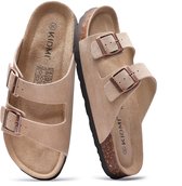 Homaxy - Unisex Sandalen - Suède Dames Slippers- Houten Clogs - Damesslippers met kurken voetbed - Abrikooskleurig - 42 - Geschikt voor een voetlengte van 26.67cm