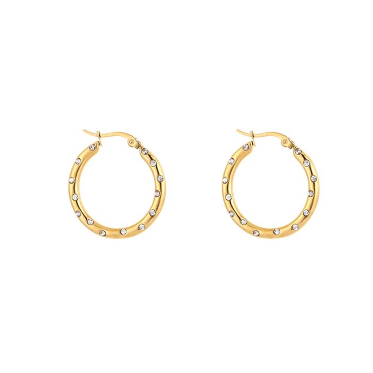 Bijoutheek Oorringen Hoop Strass Zirkonia Goudkleurig