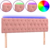 vidaXL - Hoofdbord - LED - 160x7x78/88 - cm - fluweel - roze
