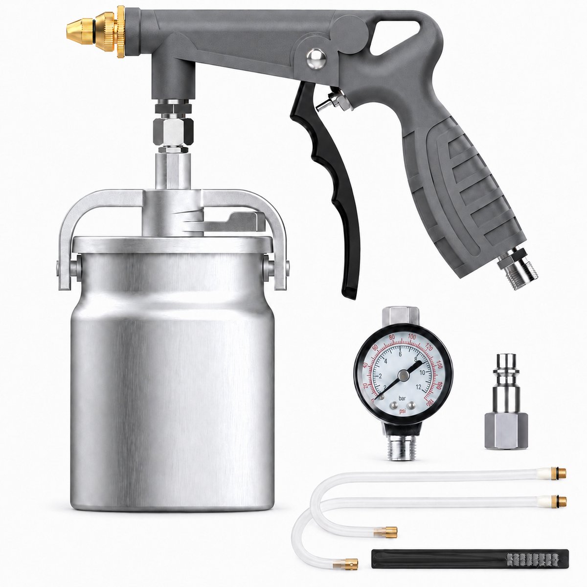 Pneumatische Verfspuit - Verfpistool met 1000ml Beker en Drukmanometer - Verstelbaar Spuitpatroon met 1,5mm Spuitmond - Verfspuit voor Auto, Muurverf, Lak en Meubelafwerking