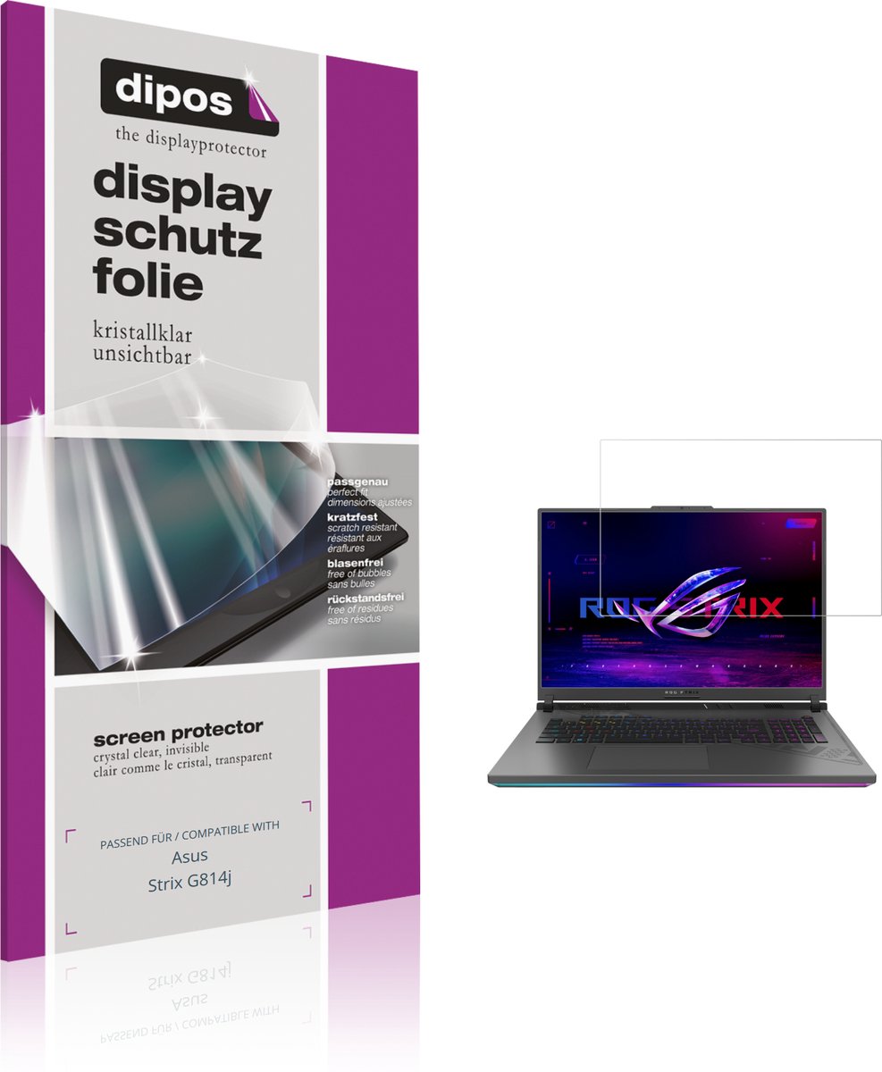 dipos – 2x Beschermfolie geschikt voor Asus Strix G814j | Krasbestendige & heldere Screenprotector Ultra-Thin