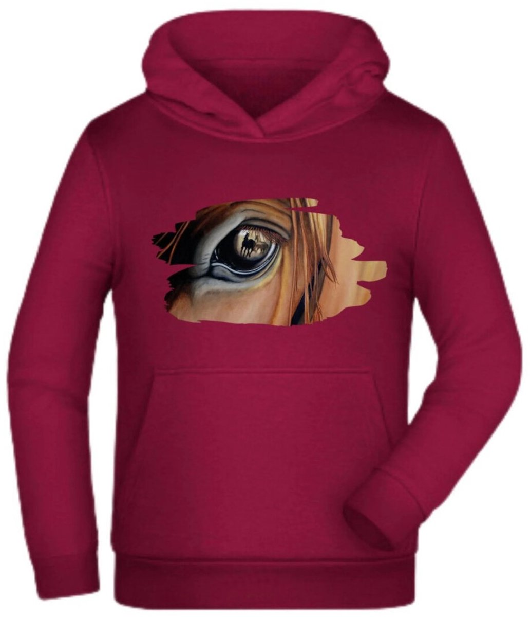 Bordeaux rode hoodie met paardenoog - Rood - 158/164