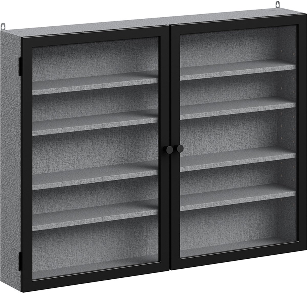 SoBuy Modelpasta Moelkast - Wandmontage Glasdeuren - Verstelbare Planken - Zwart Grijs Spaanplaat | FSB113-DG