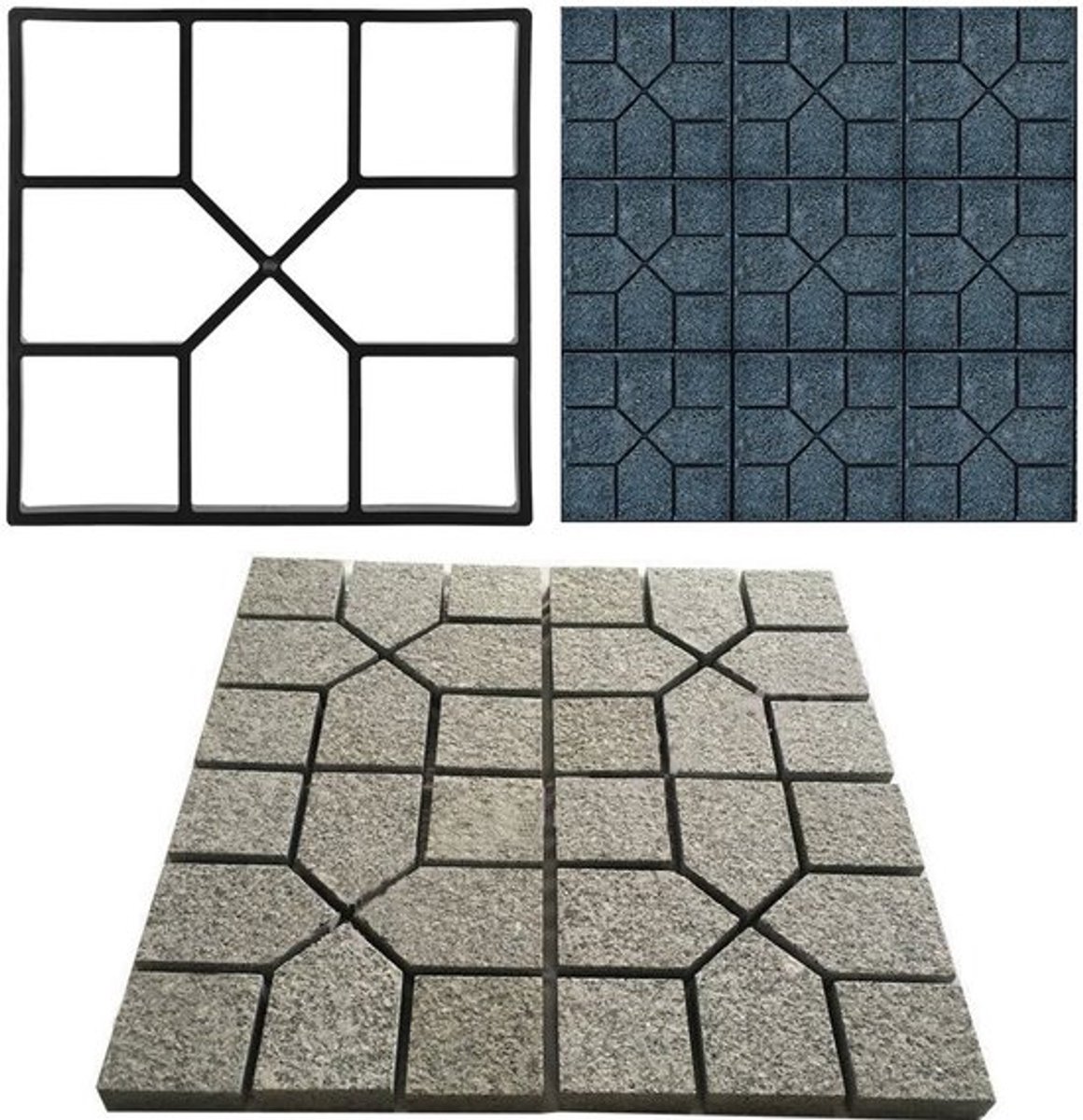 Bestratingsmal Herbruikbaar - DIY Betonnen Vloerpadmaker - 8 Vakken - 40 x 40 cm - Geometrisch Patroon - Geschikt voor Tuin en Patio - Straatstenen