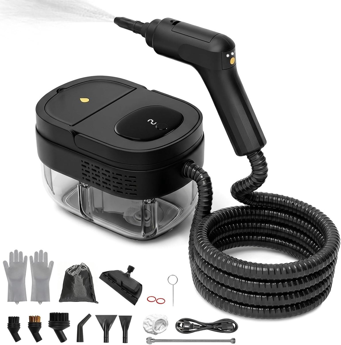 Handstoomreiniger - Zwart - Compact - 2500 W Hoge Temperatuur - Voor Huishoudelijk Gebruik en Auto