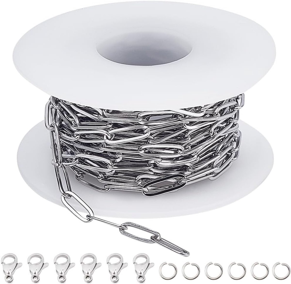 Solidchoice - 5 m Roestvrij Stalen Paperclip Schakelketting - Voor DIY Projecten